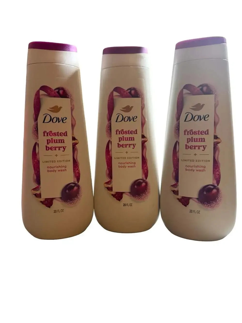 Dove Limited Edition Frosted Plum Berry Body Wash 20oz (Set of 3)